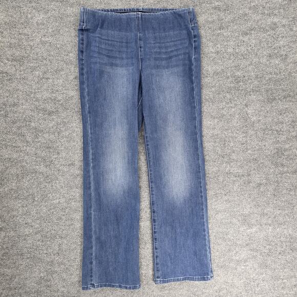 Soft Surroundings Jeans Womens Petite Medium Blue Pull On Straight Stretch Denim - Picture 1 of 16